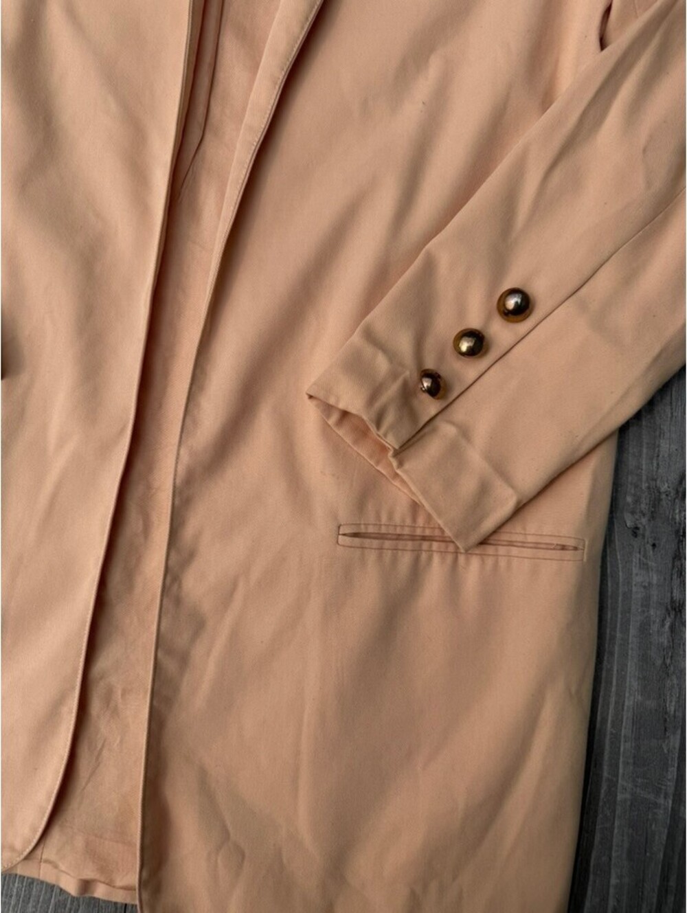 Vintage Apart Women’s Peach Longline Collarless Blazer Size 10‎ Gold Buttons USA - Picture 5 of 10